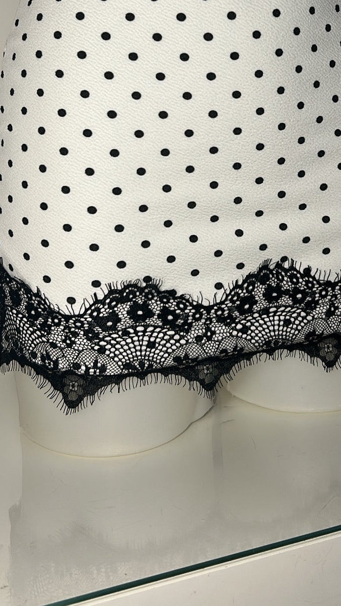 Mini Polka Dot with Lace Frill Trim