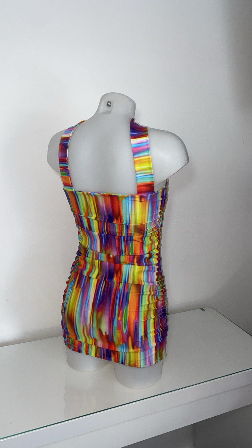 Choker Look Multicolour Mini Dress