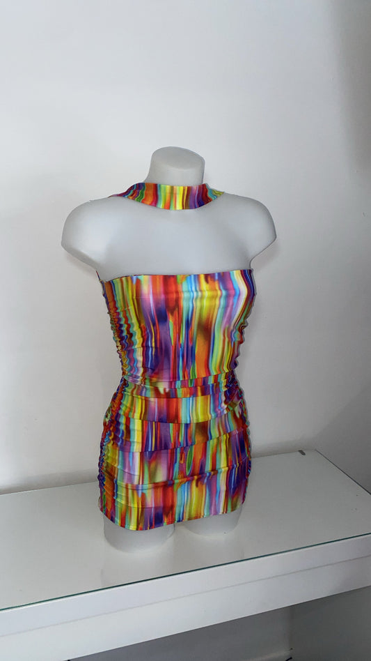 Choker Look Multicolour Mini Dress