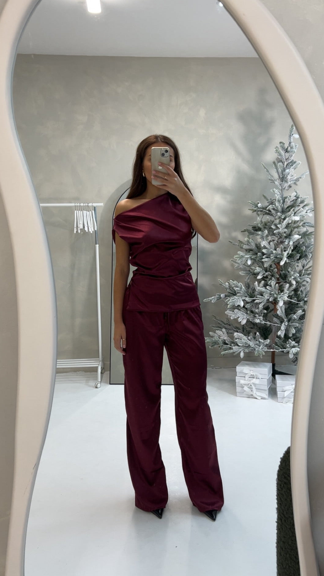 Sabrina in Brown or Wine Satin