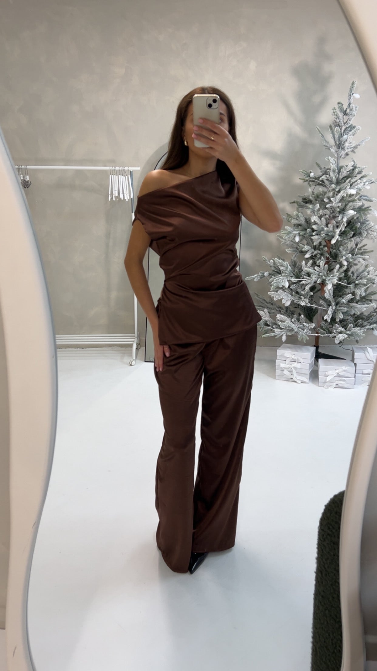Sabrina in Brown or Wine Satin