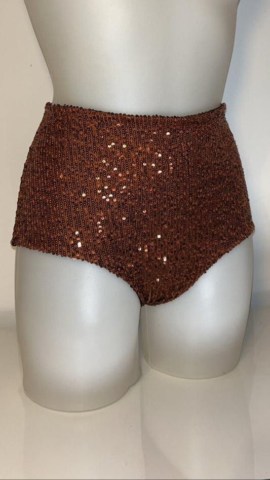 Brown Sequin Hot Pants