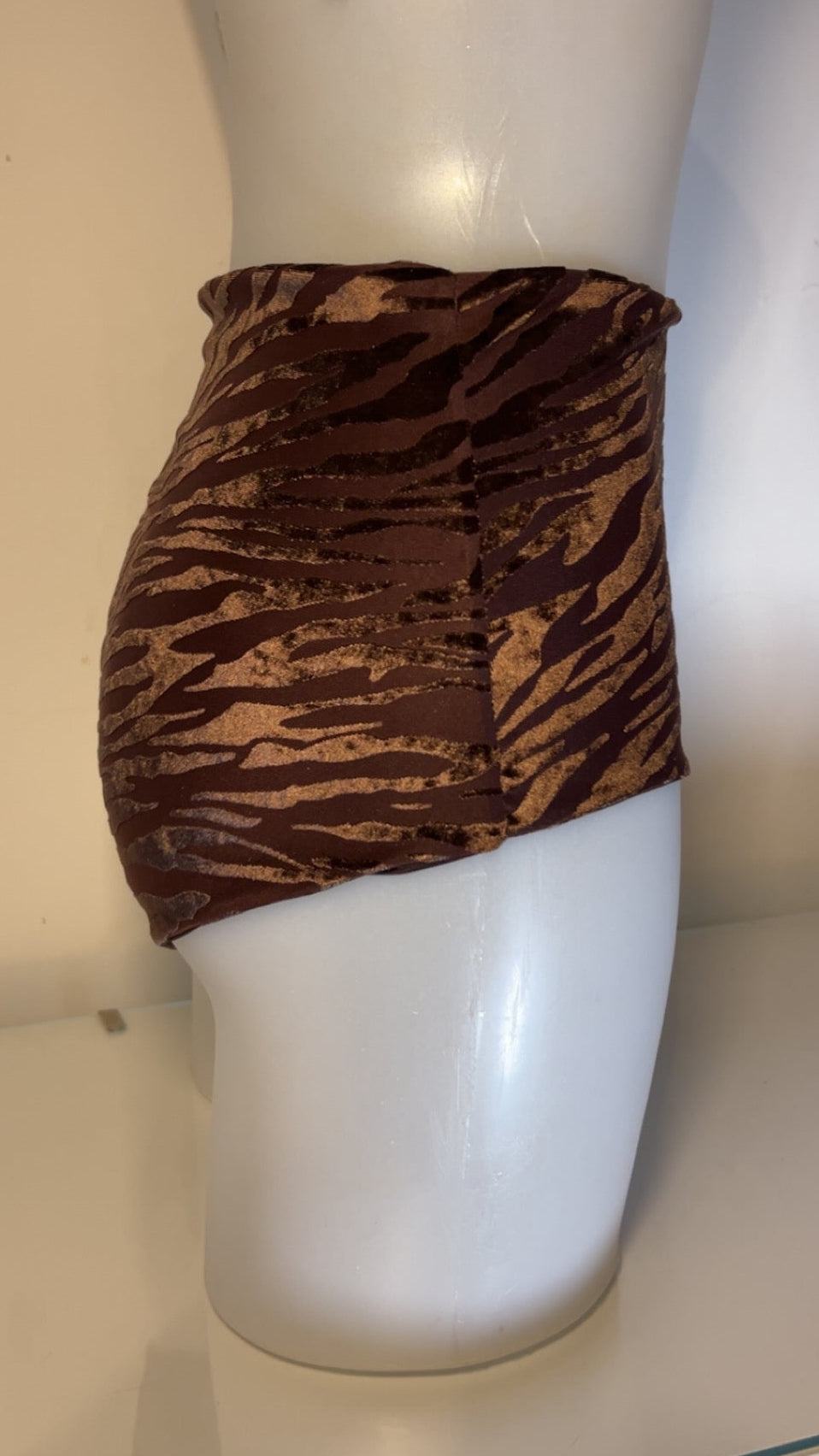 Brown Zebra Velvet Mesh Hot Pants