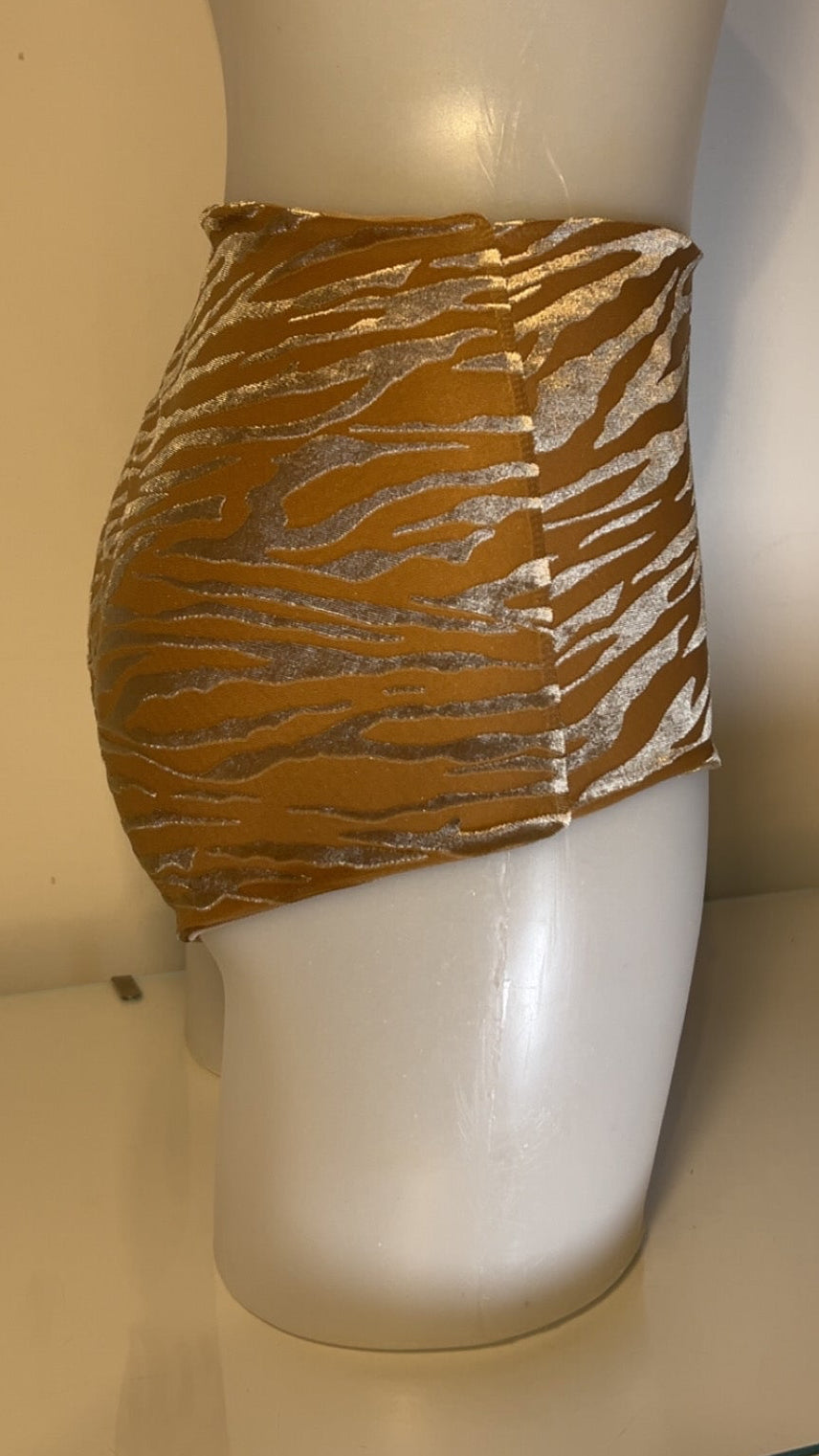 Sand Zebra Velvet Mesh Hot Pants