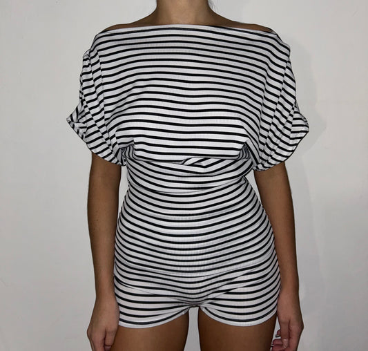 CELIA Two Piece in Monochrome Stripes