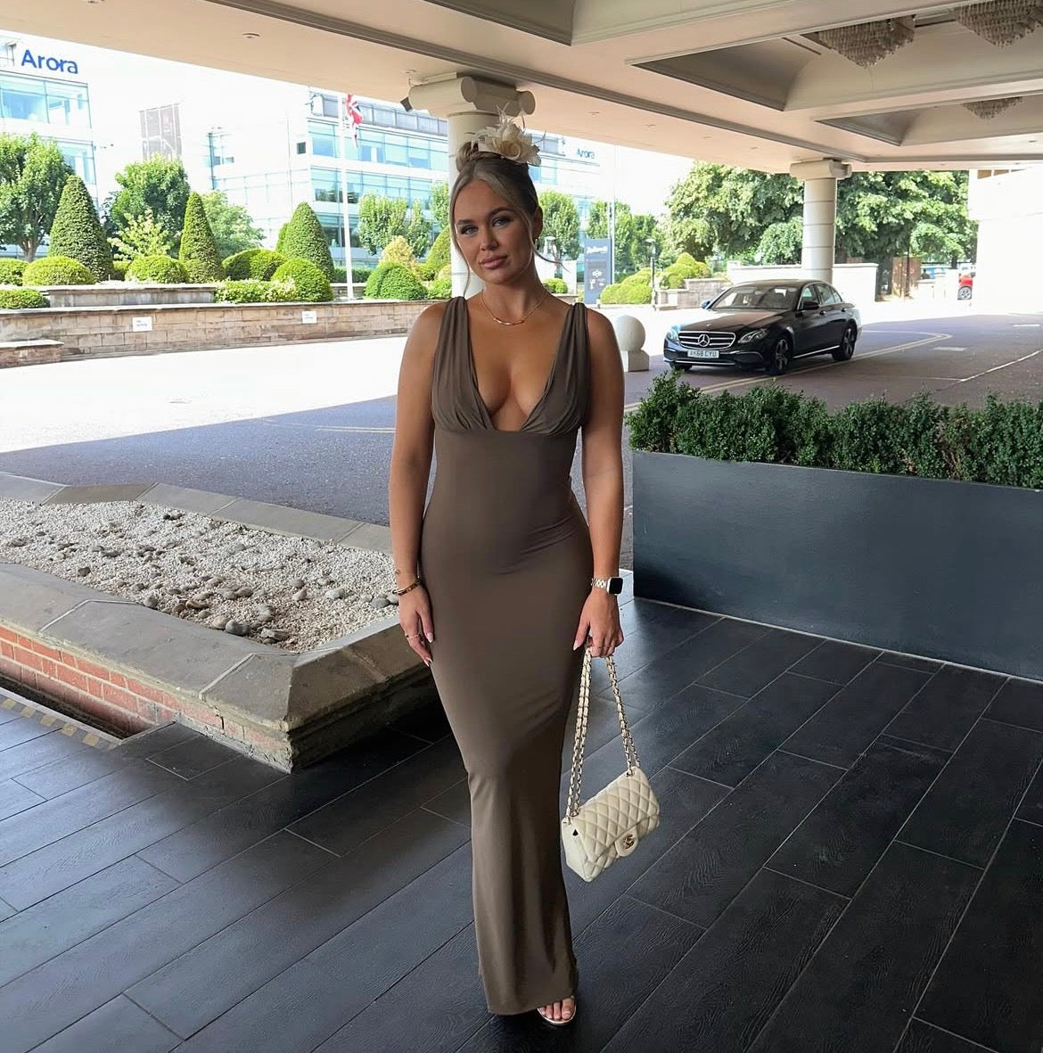 Chocolate Lycra Slim Fit Maxi