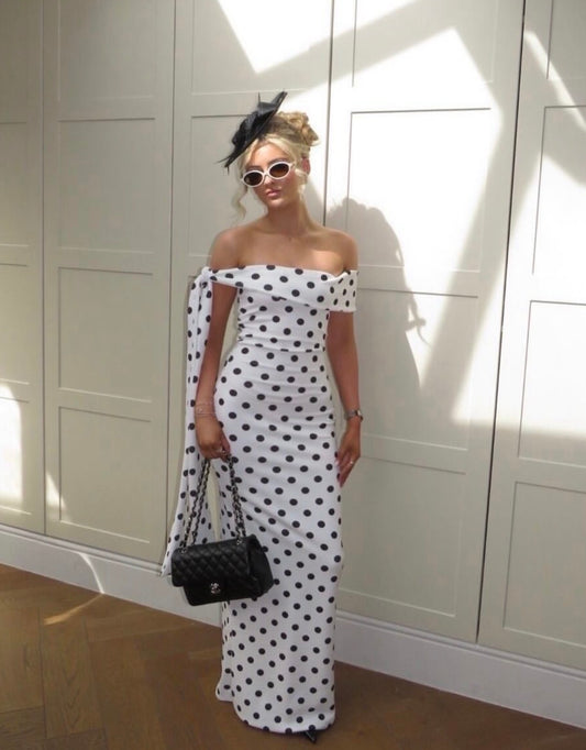 Polka Dot Maxi Foldover Chest and Tie